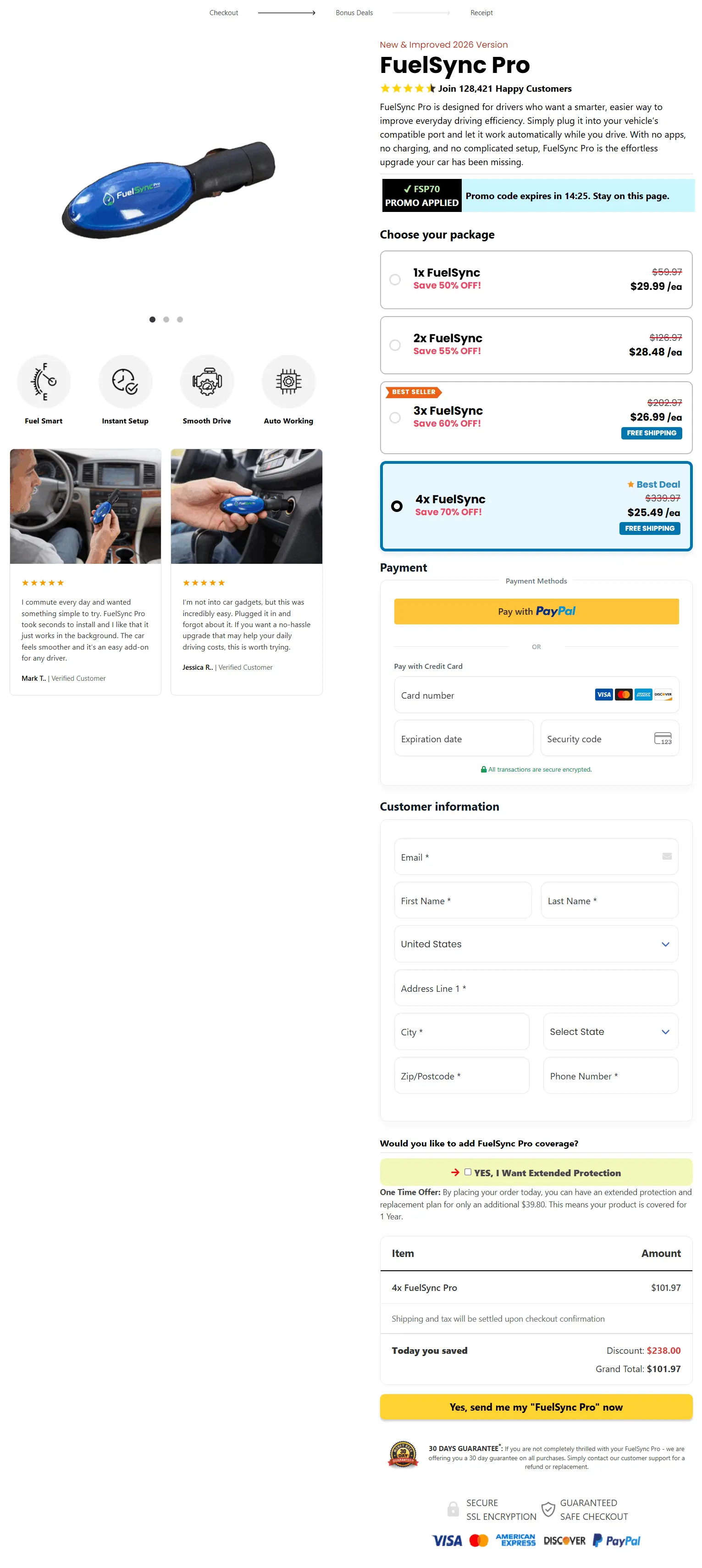 fuelsync pro secure checkout page